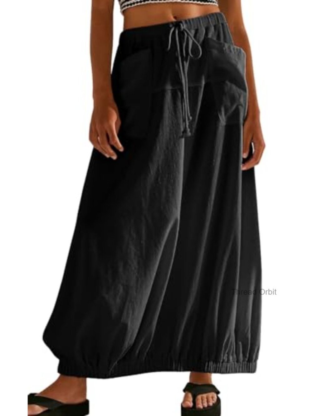 Women Baggy Parachute Skirt Cotton Casual Y2k Cargo Maxi Long Skirt